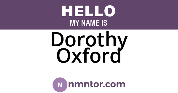 Dorothy Oxford