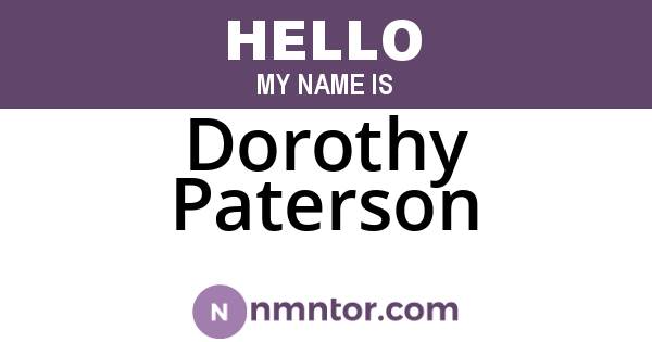 Dorothy Paterson
