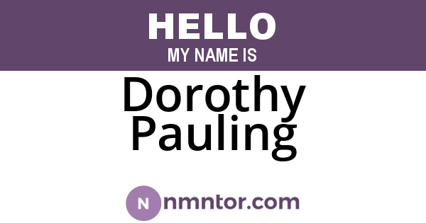 Dorothy Pauling