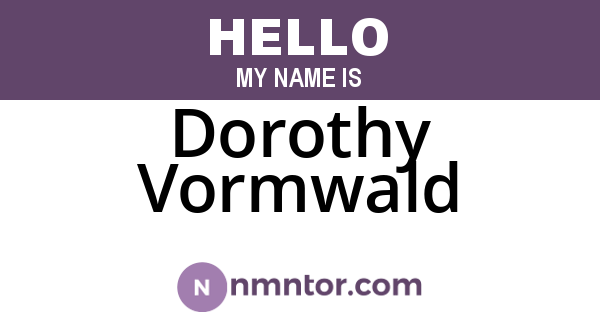 Dorothy Vormwald