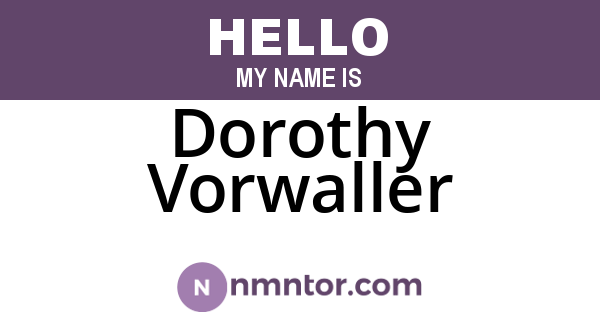 Dorothy Vorwaller