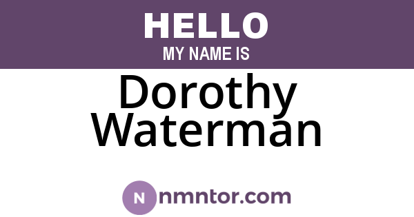 Dorothy Waterman