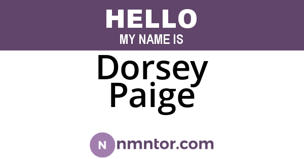 Dorsey Paige