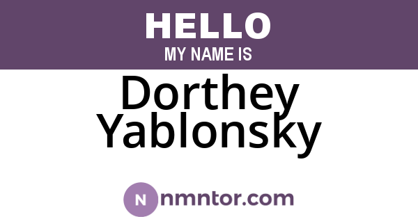 Dorthey Yablonsky