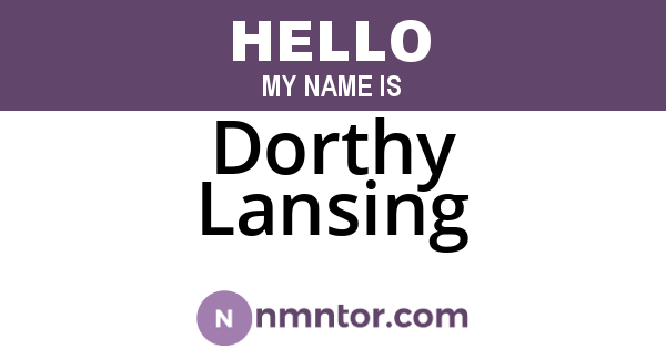 Dorthy Lansing
