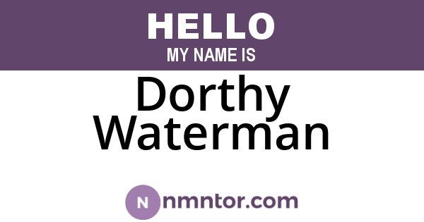 Dorthy Waterman