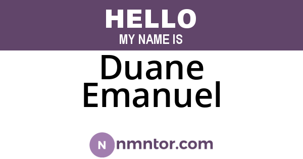 Duane Emanuel