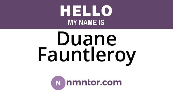 Duane Fauntleroy