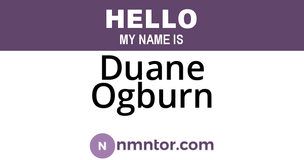 Duane Ogburn