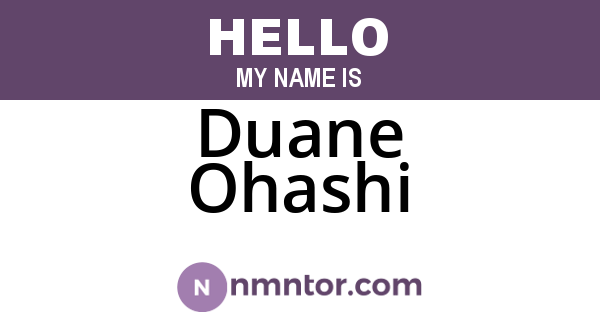 Duane Ohashi