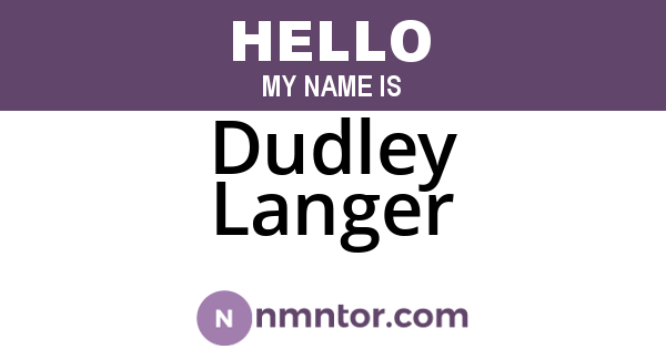 Dudley Langer