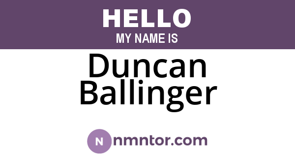 Duncan Ballinger