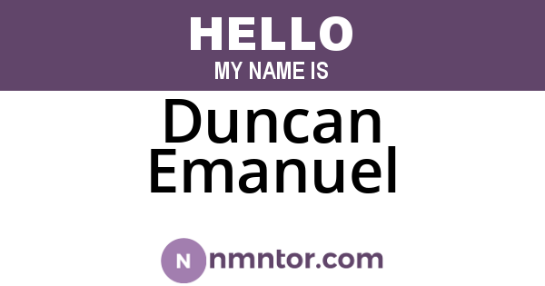 Duncan Emanuel