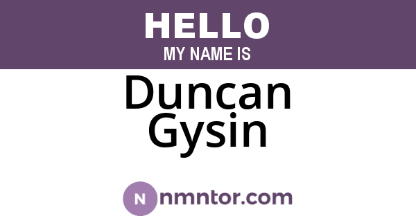 Duncan Gysin