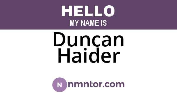 Duncan Haider