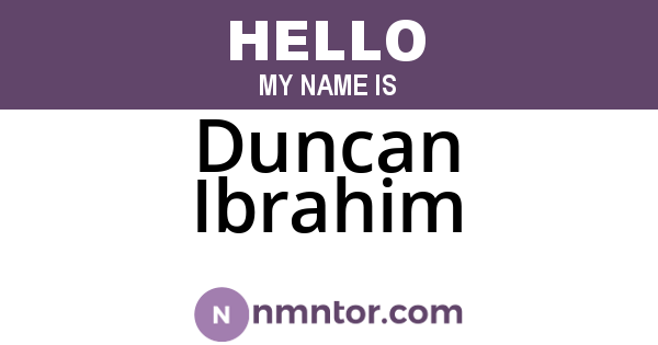 Duncan Ibrahim