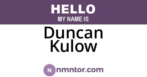 Duncan Kulow