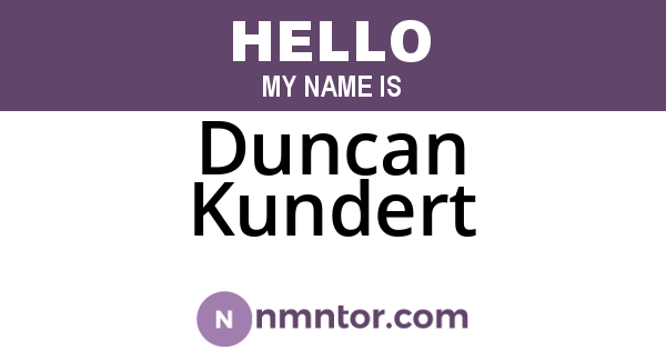 Duncan Kundert
