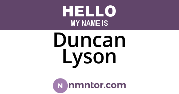 Duncan Lyson