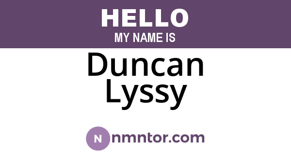 Duncan Lyssy