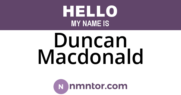 Duncan Macdonald