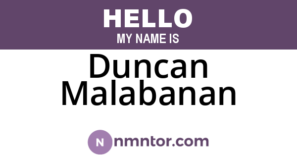 Duncan Malabanan