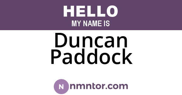 Duncan Paddock