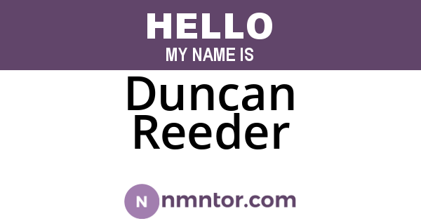 Duncan Reeder