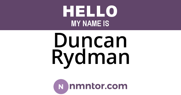 Duncan Rydman