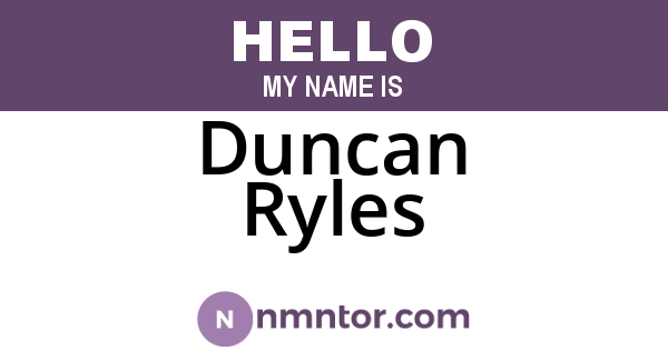 Duncan Ryles