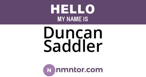 Duncan Saddler
