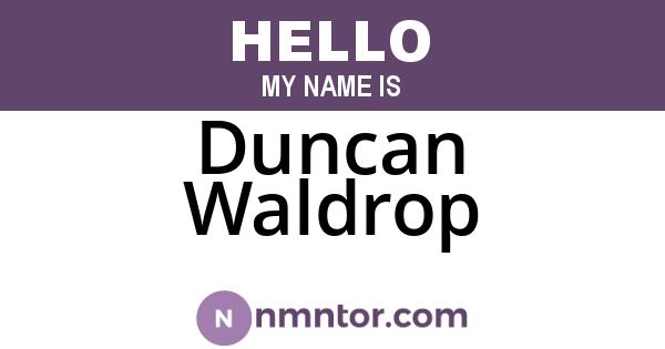 Duncan Waldrop