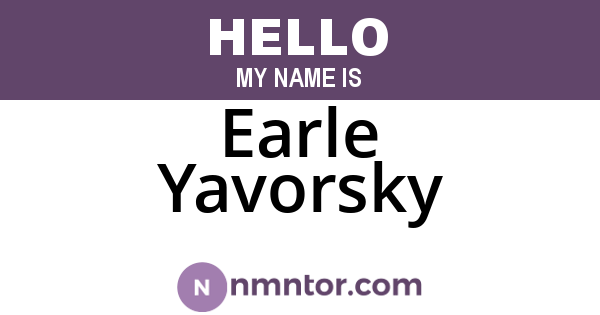 Earle Yavorsky