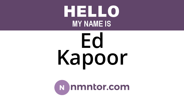 Ed Kapoor