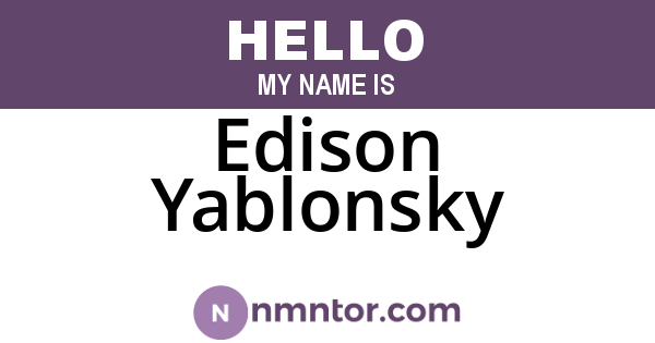 Edison Yablonsky