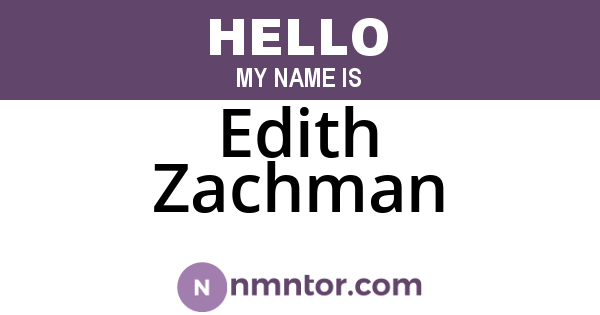 Edith Zachman
