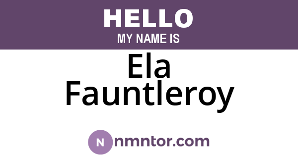 Ela Fauntleroy