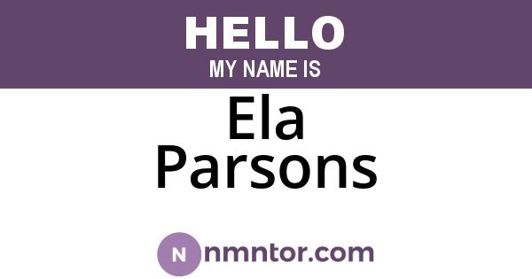 Ela Parsons
