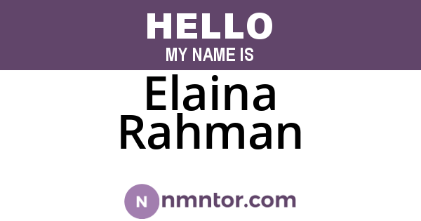 Elaina Rahman