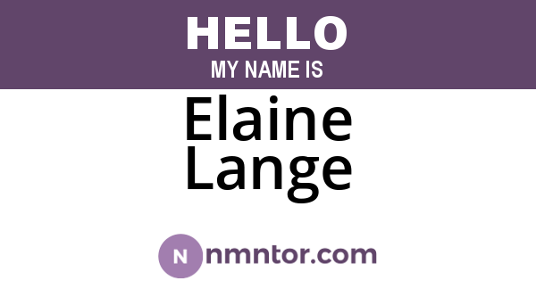 Elaine Lange