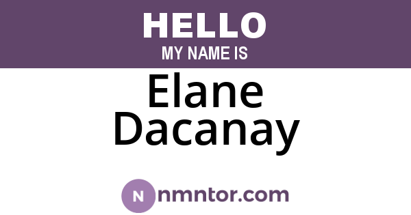 Elane Dacanay