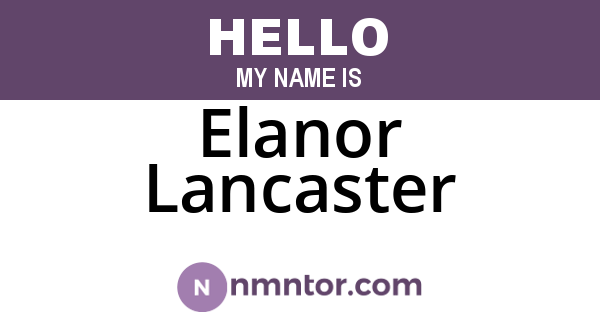Elanor Lancaster