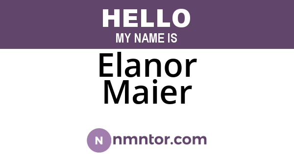 Elanor Maier