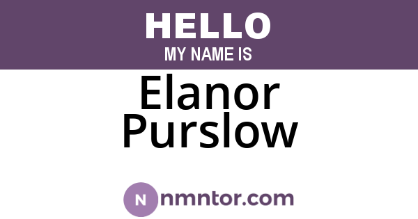 Elanor Purslow