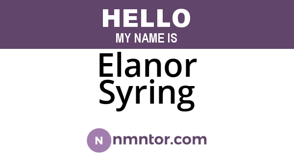 Elanor Syring