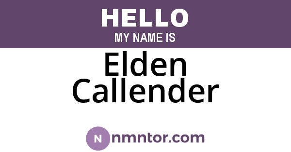 Elden Callender