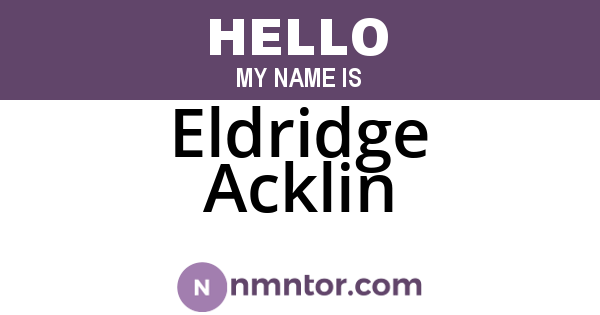 Eldridge Acklin