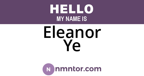 Eleanor Ye