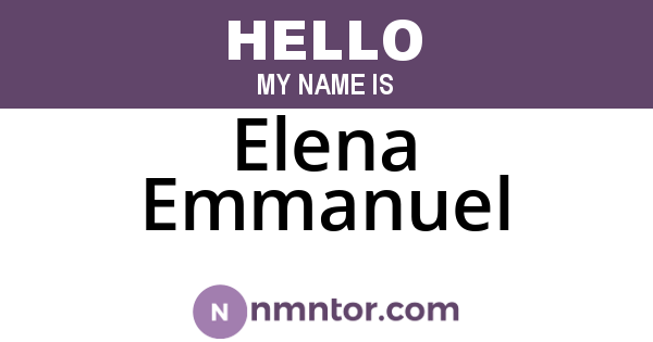 Elena Emmanuel