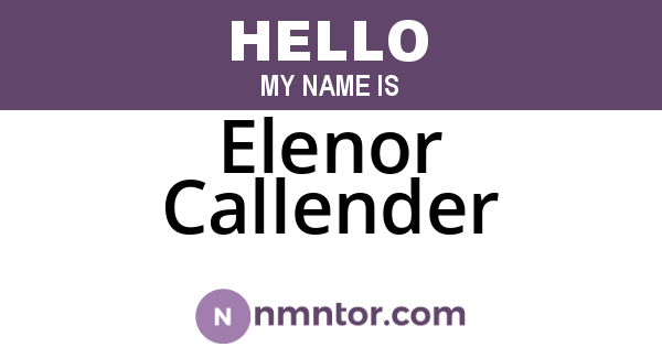 Elenor Callender